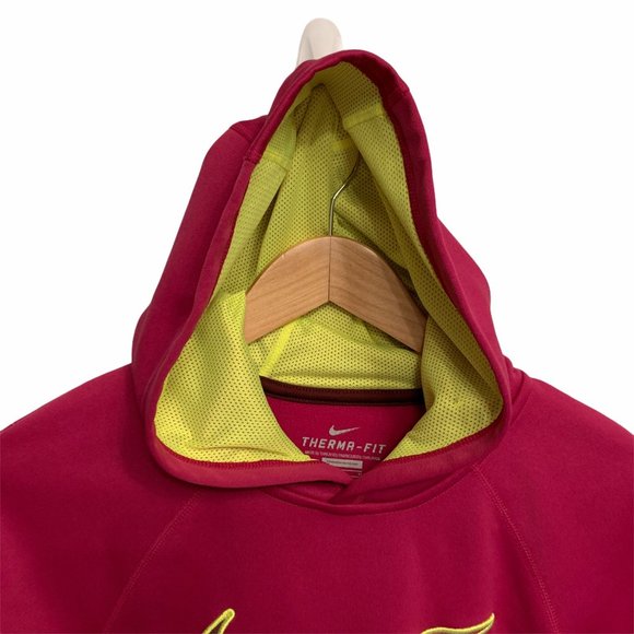 Nike Therma Fit Fleece Hoodie Neon Swoosh Medium - Picture 5 of 12